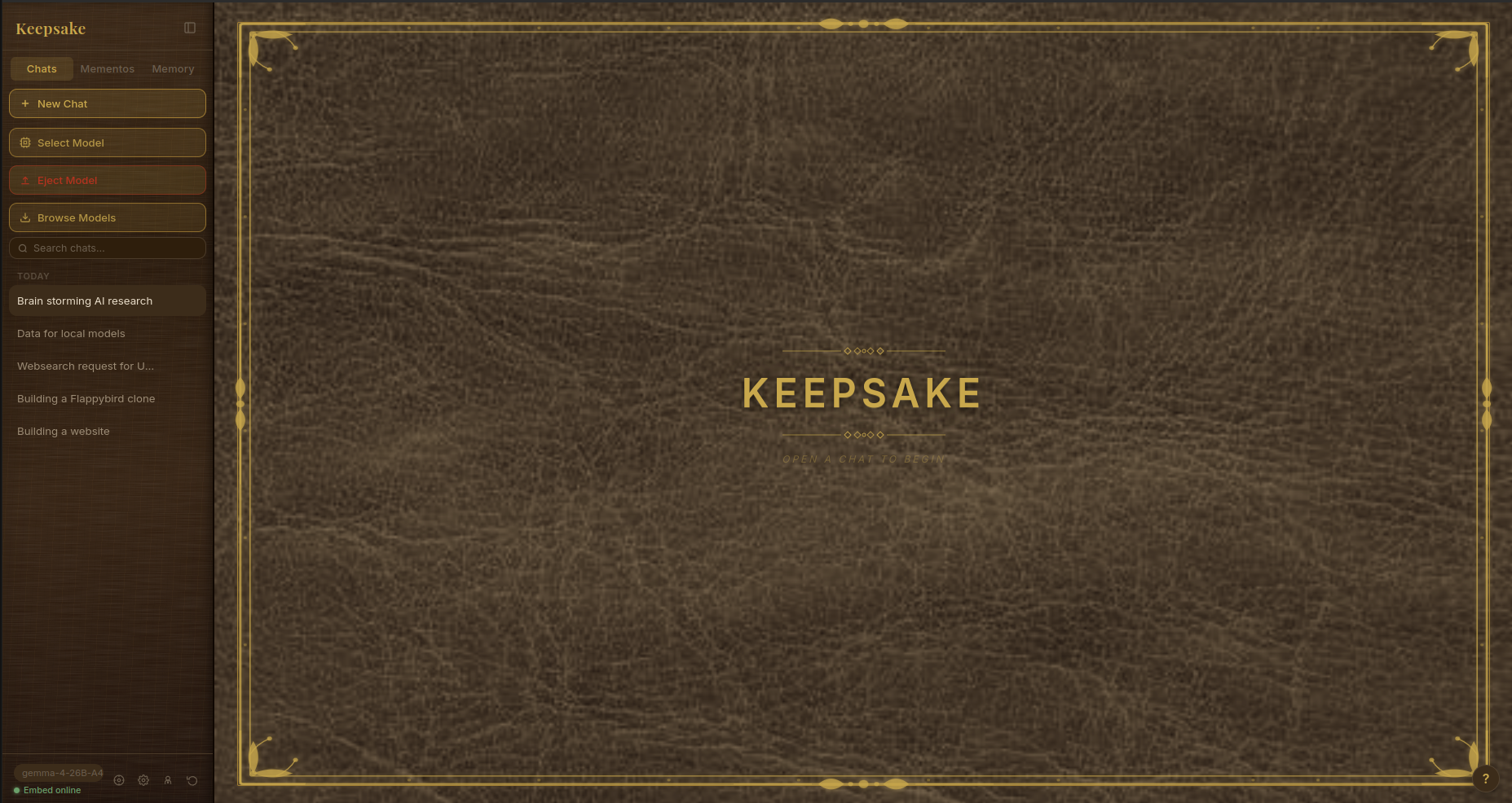Keepsake app interface